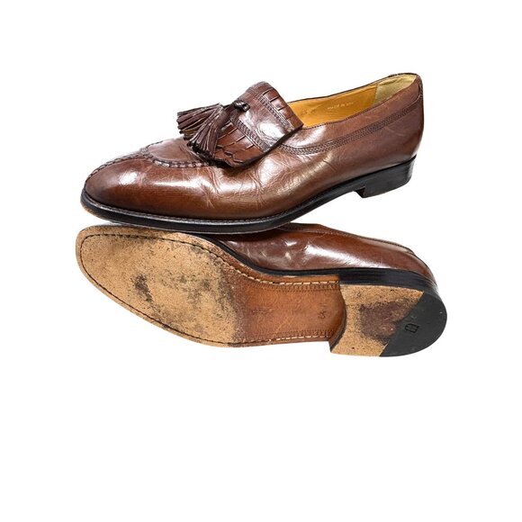 Magnanni Brown Leather Kiltie Tassel Split Toe Dress Loafer Shoes - Picture 7 of 10
